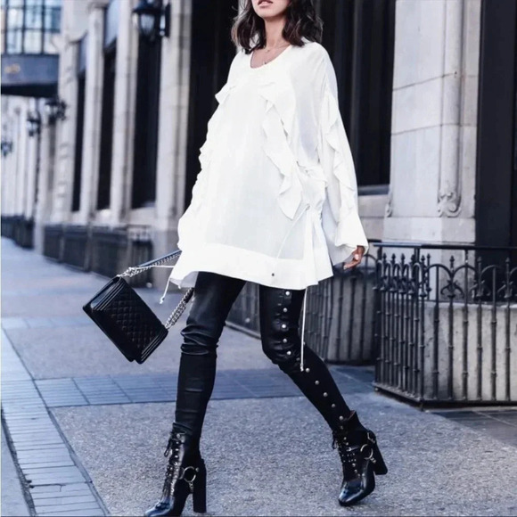 Rare IRO Birle ruffle black tunic blouse - Picture 2 of 15